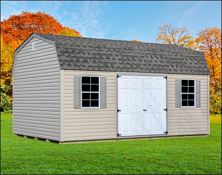 12' x 18' Vinyl Siding Barn Shed shown with Standard Gable Vents