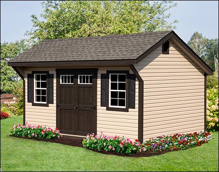 Vinyl Siding Deluxe Saltbox Style Shed with Deluxe Gable Vents