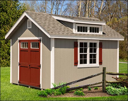 10' x 14' SmartSide Siding Transom Dormer Style Shed with Double Transom Dormer and Deluxe Gable Vents