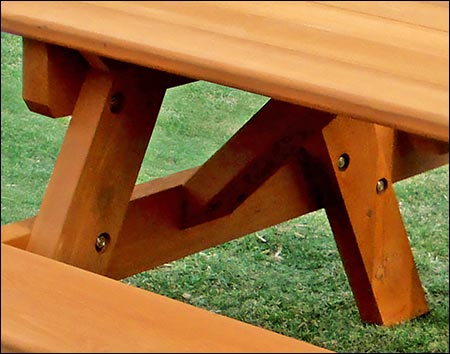 Red Cedar Heavy Duty Picnic Table w/Attached Benches