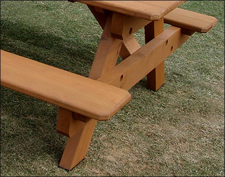 Red Cedar Heavy Duty Picnic Table w/Attached Benches