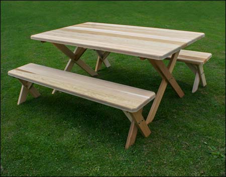 42" Wide Red Cedar Cross Legged Picnic Table Only