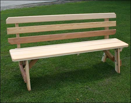 42" Wide Red Cedar Traditional Picnic Table w/Backed Benches