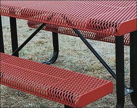 Rectangular Rolled Edge Metal Picnic Table