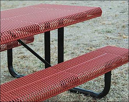 Rectangular Rolled Edge Metal Picnic Table