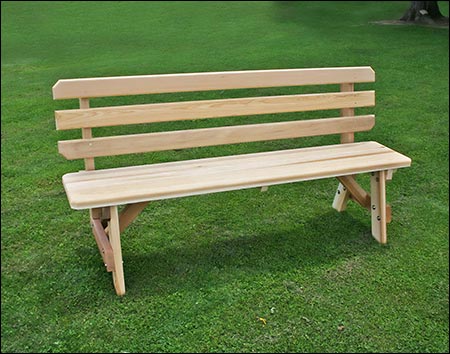 32" Cedar Backyard Bash Cross Legged Picnic Table w/Backed Benches