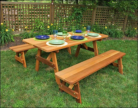 Red Cedar Picnic Table w/Benches