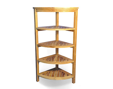 Teak 5 Tier Corner Shelf