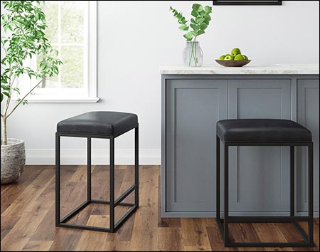 Ripley Metal Faux Leather Bar Stools (Set of 2)