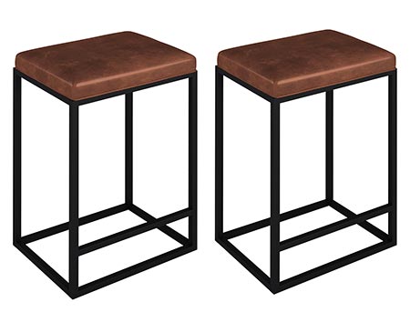 Ripley Metal Faux Leather Bar Stools (Set of 2)