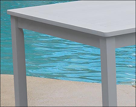 White Acacia Dining Table w/ 4 Curved Top Armchairs