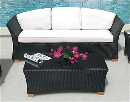 Black Wicker Curve Back 5 Piece Deep Seat Patio Set