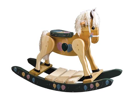 Wooden Balloon Painted Rocking Horse