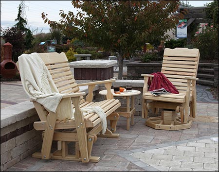 Treated Pine 3 Pc. Curveback Glider Set