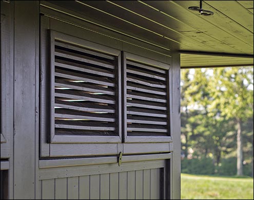 Custom Florida Shutters shown with Customer supplied stain