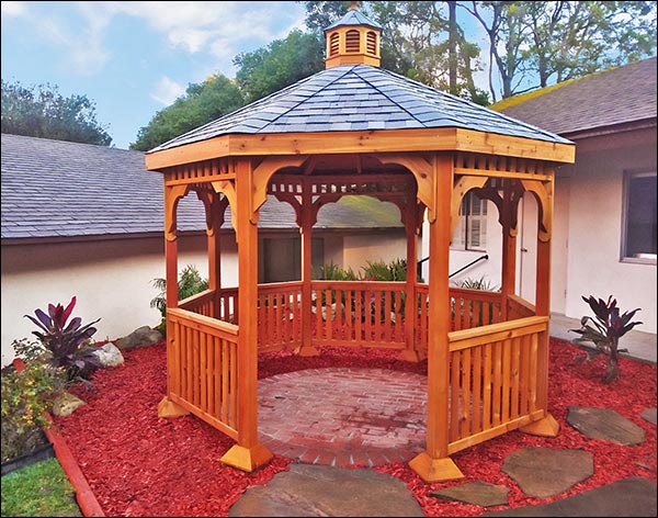 Red Cedar Single Roof Octagon Gazebos