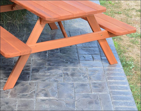 Red Cedar Picnic Table w/ Attached Benches