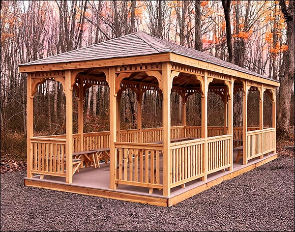 Red Cedar Single Roof Rectangle Gazebos