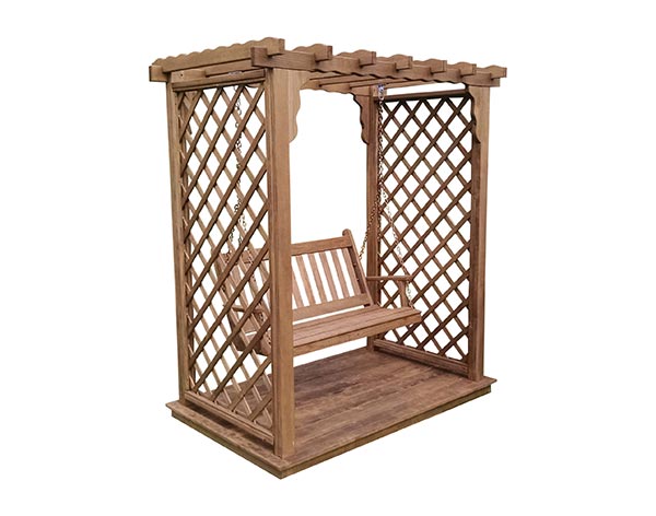 Treated Pine Creekside Arbor w/ Deck & Swing