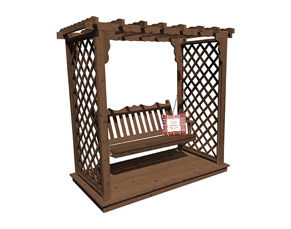 Red Cedar Creekside Arbor w/ Deck & Swing