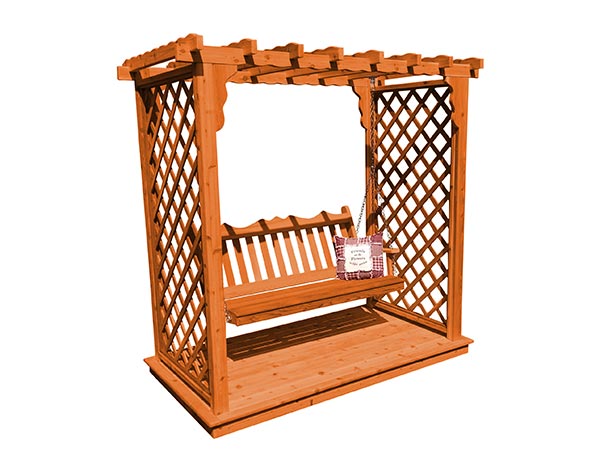 Red Cedar Creekside Arbor w/ Deck & Swing