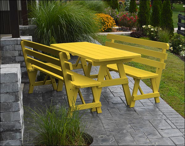 Southern Yellow Pine Picnic Table w/2 Backed Benches