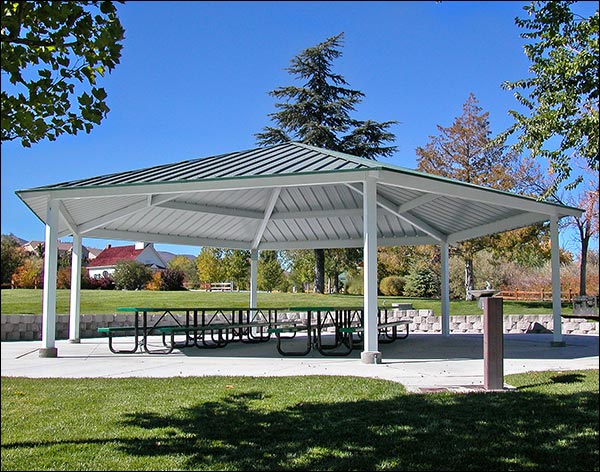 All Steel Single Roof Orchard (Hexagon) Pavilions