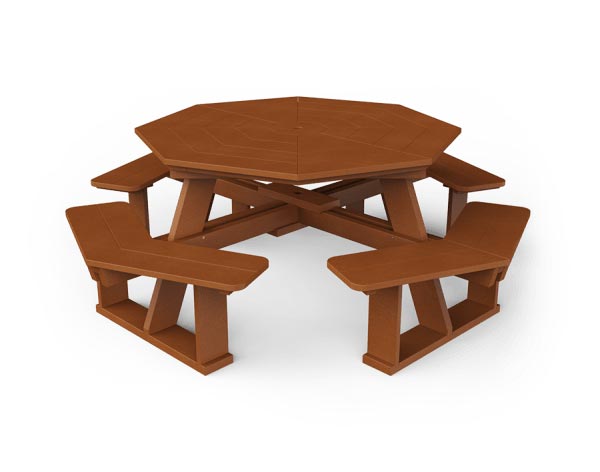 Poly Lumber Octagonal Picnic Table w/ Attached Benches