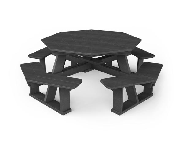 Poly Lumber Octagonal Picnic Table w/ Attached Benches