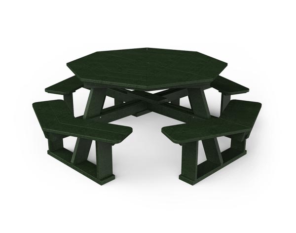 Poly Lumber Octagonal Picnic Table w/ Attached Benches