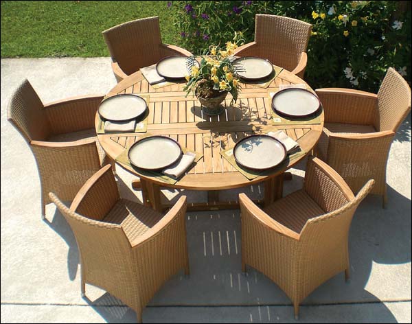 Teak Round Drop-Leaf Table