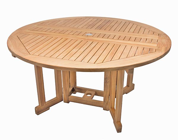 60" Teak Drop Leaf Table and Full Weave Chair Set