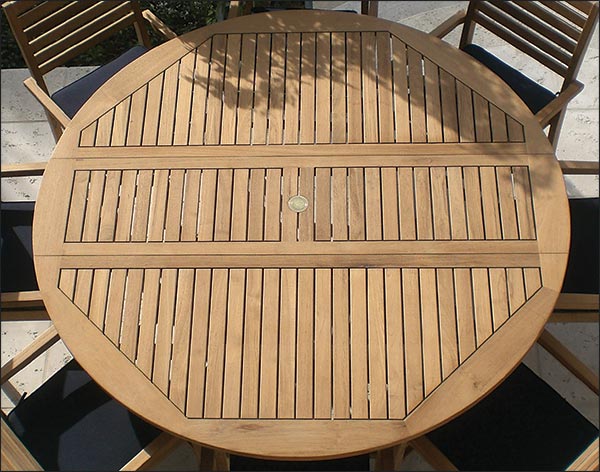 60" Teak Drop Leaf Table and Full Weave Chair Set