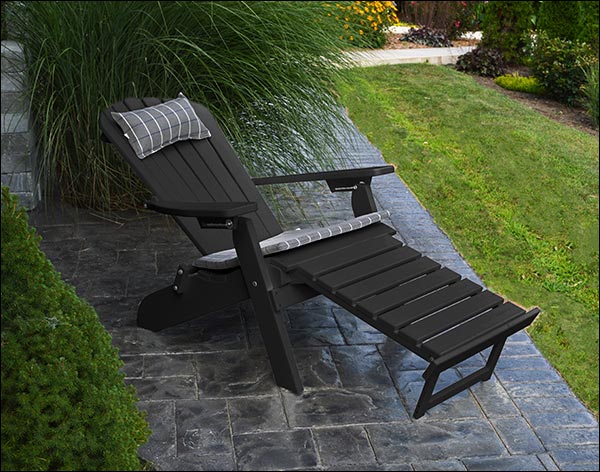 Poly Lumber Folding & Reclining Adirondack Chair w/ Pullout Ottoman