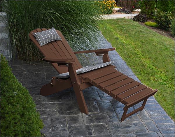 Poly Lumber Folding & Reclining Adirondack Chair w/ Pullout Ottoman