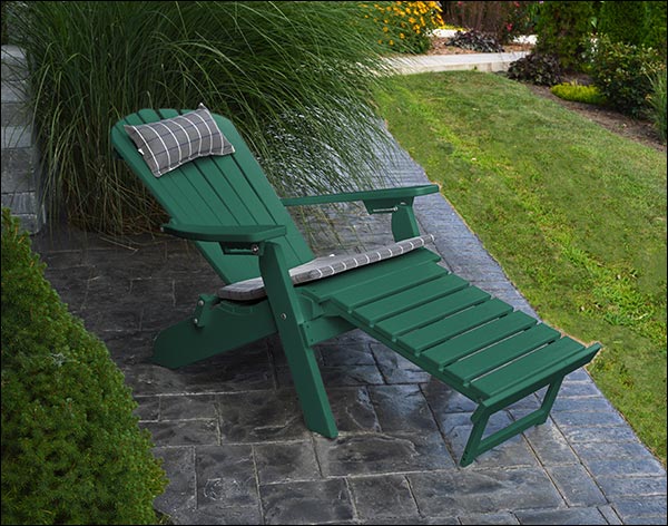 Poly Lumber Folding & Reclining Adirondack Chair w/ Pullout Ottoman