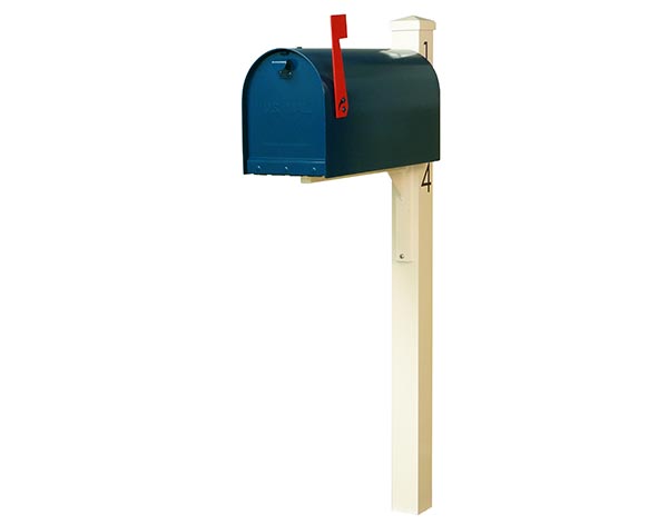 Aluminum Ridley Curbside Mailbox w/ Ivory Post