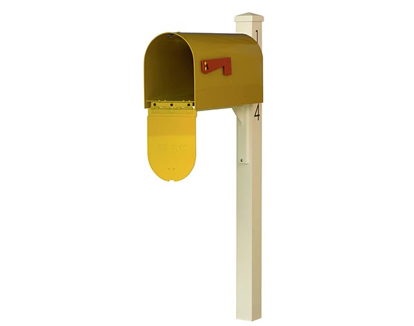 Aluminum Ridley Curbside Mailbox w/ Ivory Post