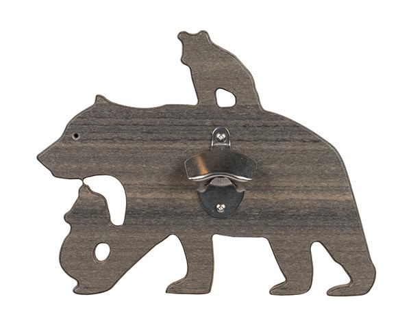 Wall Mount Bottle Opener - Bear w/Cubs