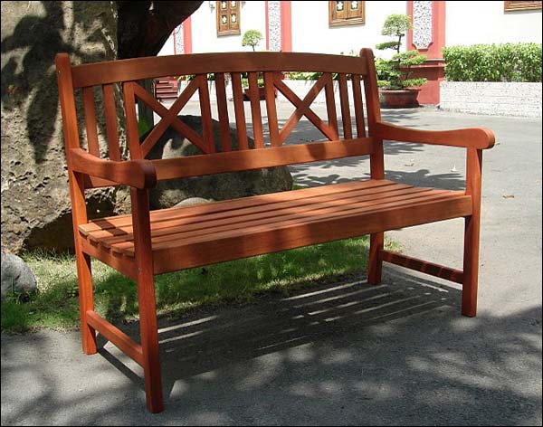 47" Eucalyptus Cross Back Bench