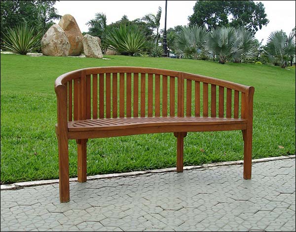 59" Eucalyptus Curved Bench