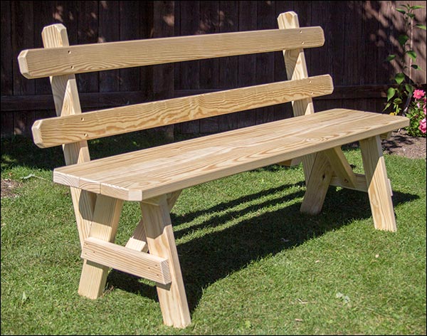 Treated Pine Traditional Garden Bench w/Back