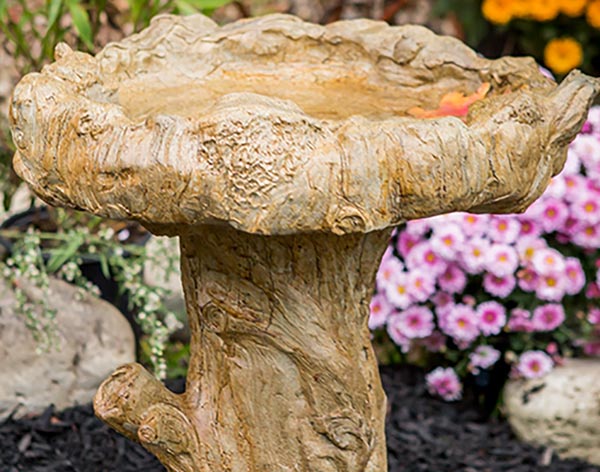 Concrete Log Birdbath