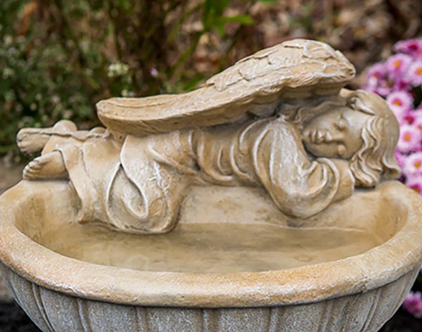 Concrete Sleeping Angel Birdbath