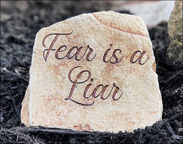 Concrete "Fear is a Liar" Religious Stone