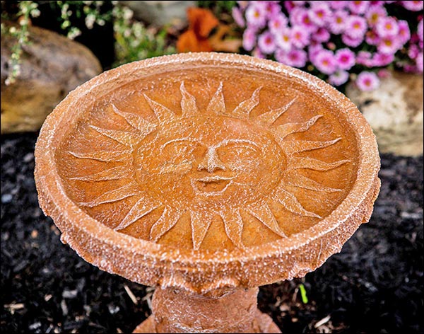 Concrete Sunrise Birdbath