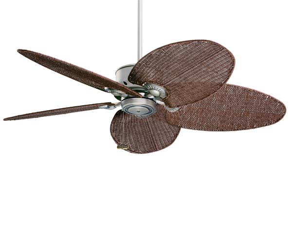 52" Pewter Maubay Outdoor Ceiling Fan w/ Dark Walnut Wicker Blades
