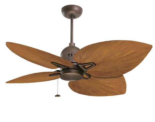 52" Oil Rubbed Bronze Nedmac Outdoor Ceiling Fan w/ Pecan Palm Leaf Blades