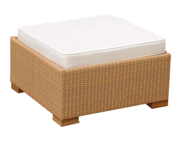 Wicker Keyes Footrest w/ Cushion