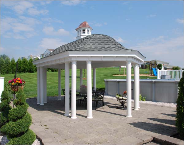 Vinyl Belle Roof Elongated Hexagon Gazebos